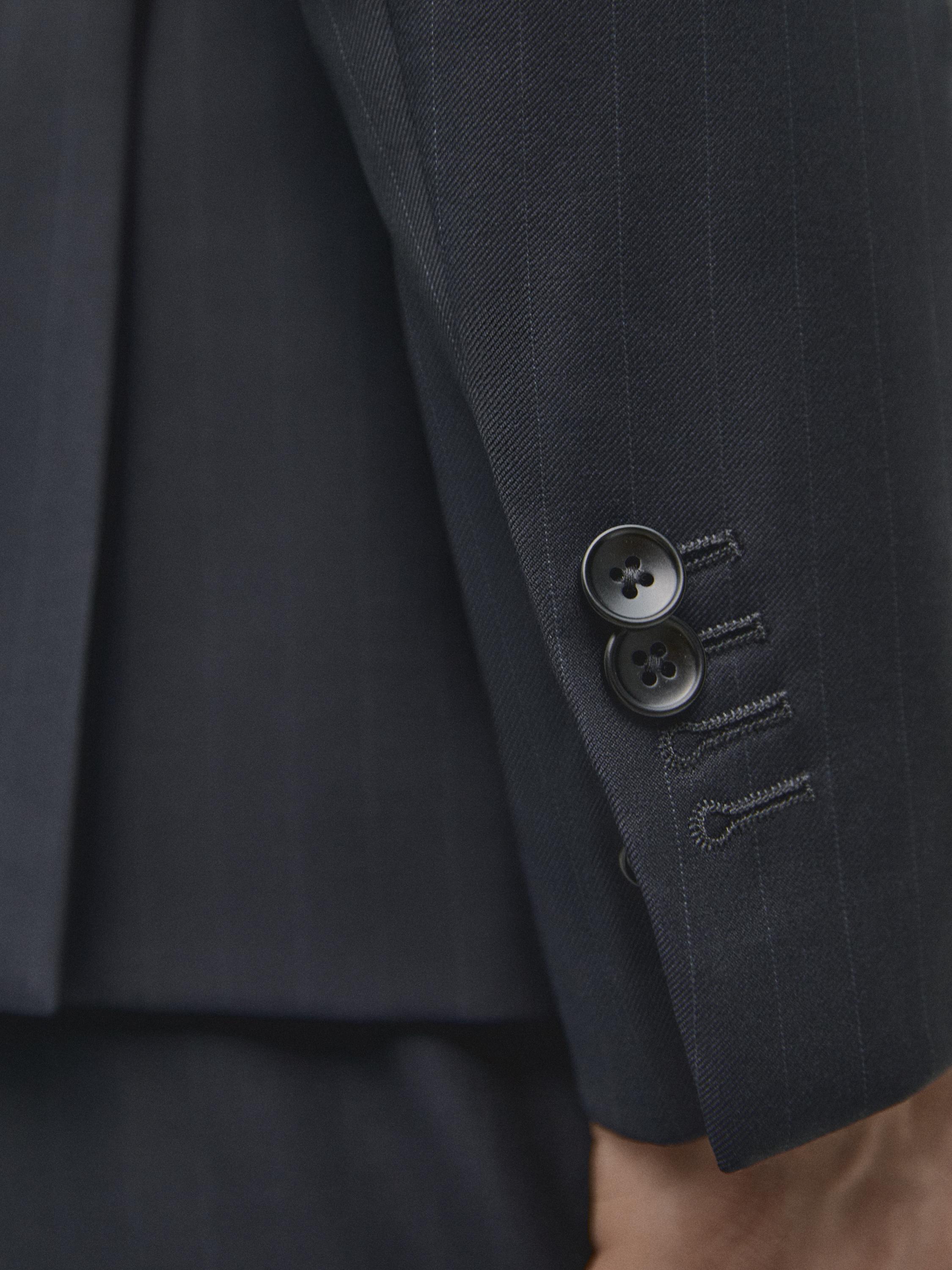 100% cool wool striped suit blazer